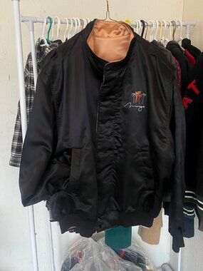 VINTAGE 80s Mirage and Golden Nugget REVERSIABLE Satin Bomber Jacket